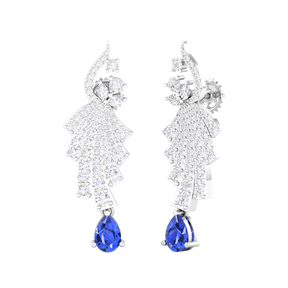 Maurya Leap Drop Earrings with Emerald and Diamonds