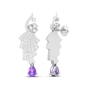 Maurya Leap Drop Earrings with Emerald and Diamonds