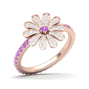 Maurya Happy Flower Promise Ring with Diamonds and Citrine