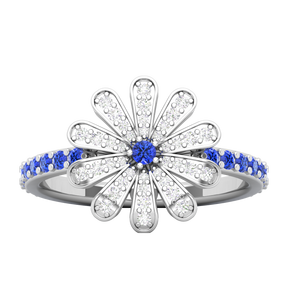 Maurya Happy Flower Promise Ring with Diamonds and Citrine