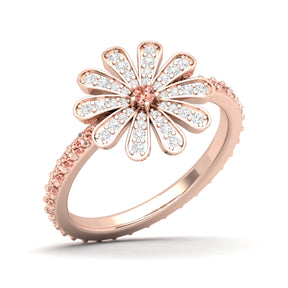 Maurya Happy Flower Promise Ring with Diamonds and Citrine