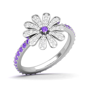 Maurya Happy Flower Promise Ring with Diamonds and Citrine