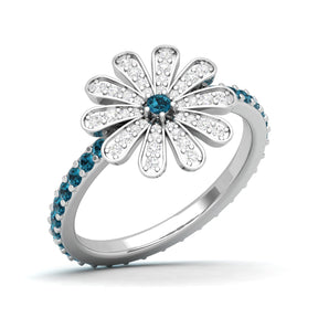 Maurya Happy Flower Promise Ring with Diamonds and Citrine