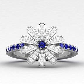 Maurya Happy Flower Promise Ring with Diamonds and Citrine