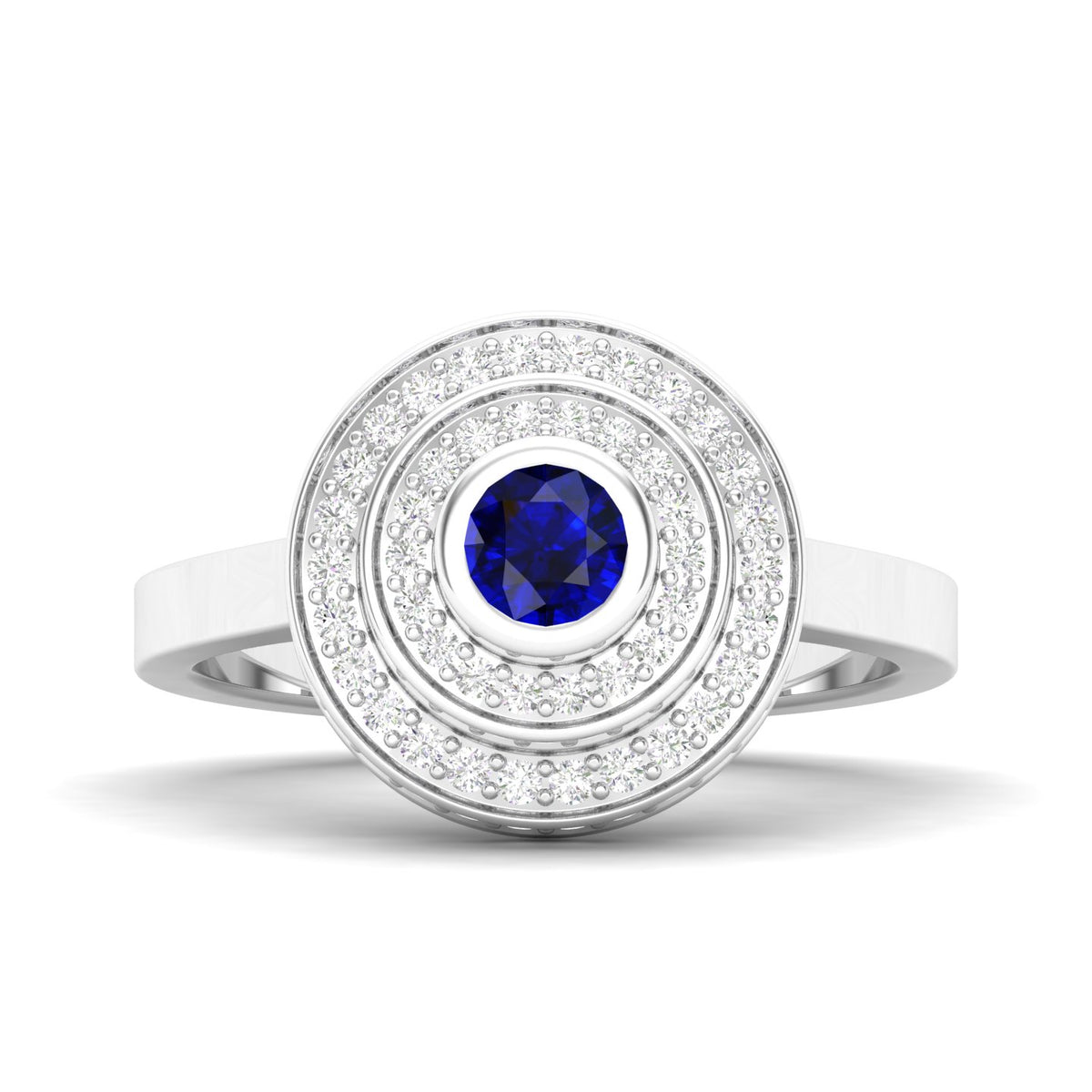 Maurya Sierra Blue Sapphire Cocktail Ring with Pave-Set Diamonds