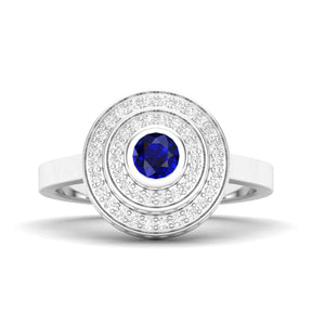Maurya Sierra Blue Sapphire Cocktail Ring with Pave-Set Diamonds
