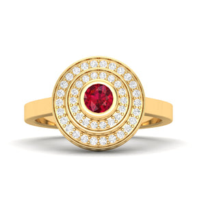 Maurya Sierra Blue Sapphire Cocktail Ring with Pave-Set Diamonds