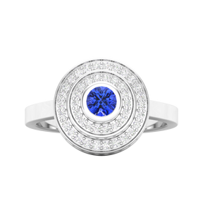 Maurya Sierra Blue Sapphire Cocktail Ring with Pave-Set Diamonds