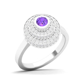 Maurya Sierra Blue Sapphire Cocktail Ring with Pave-Set Diamonds