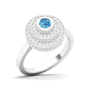 Maurya Sierra Blue Sapphire Cocktail Ring with Pave-Set Diamonds