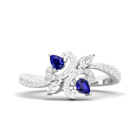 Maurya Ters Pear Shape Ruby Ring with Accent Diamonds