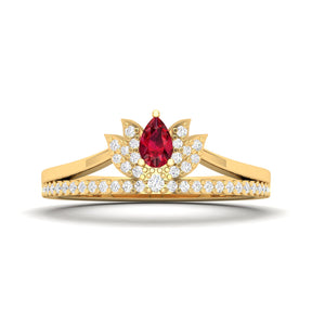 Maurya Ruby Loto Promise Ring with Accent Diamonds
