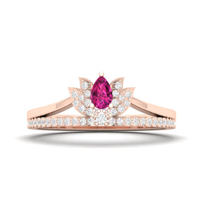 Maurya Ruby Loto Promise Ring with Accent Diamonds
