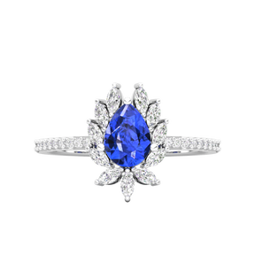 Maurya Solitaire Ruby Padma Engagement Ring with Diamond Halo