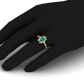 Maurya Solitaire Ruby Padma Engagement Ring with Diamond Halo
