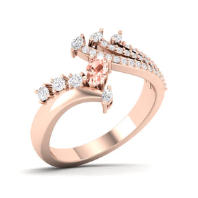 Maurya Oval Peridot with Marquise and Round Diamond Eleganssi Promise Ring
