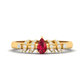 Maurya Solitaire Pear Sapphire Promise Tac Ring with Accent Diamonds