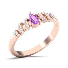 Maurya Solitaire Pear Sapphire Promise Tac Ring with Accent Diamonds
