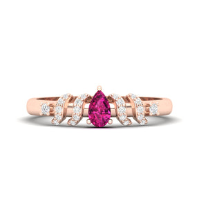 Maurya Solitaire Pear Sapphire Promise Tac Ring with Accent Diamonds
