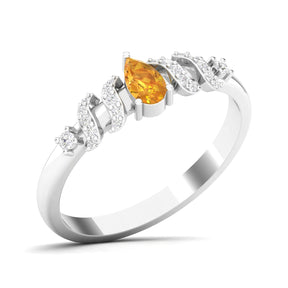 Maurya Solitaire Pear Sapphire Promise Tac Ring with Accent Diamonds