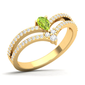 Maurya Diadem Morganite Chevron Engagement Ring with Accent Diamonds