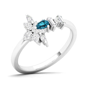 Maurya Pave-Set Marquise and Baguette Diamond Bolt Promise Ring
