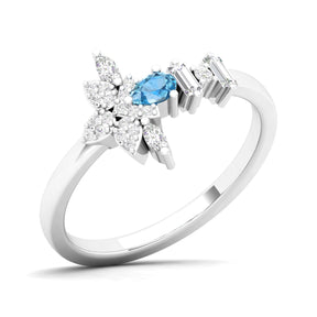 Maurya Pave-Set Marquise and Baguette Diamond Bolt Promise Ring