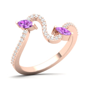 Maurya Pave-Set Diamond and Peridot Twisted Purl Ring