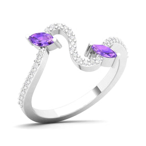Maurya Pave-Set Diamond and Peridot Twisted Purl Ring