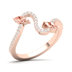 Maurya Pave-Set Diamond and Peridot Twisted Purl Ring