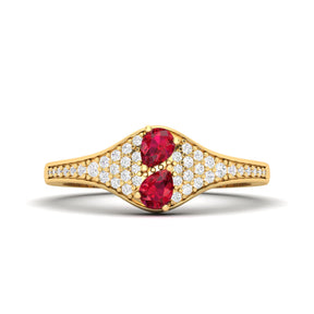 Maurya Two Stone Amethyst Svelte Ring with Accent Diamonds