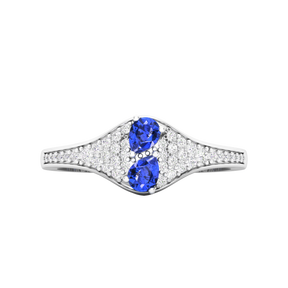 Maurya Two Stone Amethyst Svelte Ring with Accent Diamonds
