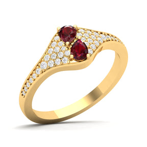 Maurya Two Stone Amethyst Svelte Ring with Accent Diamonds