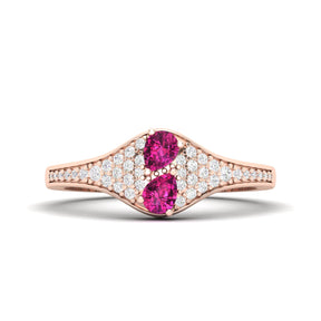 Maurya Two Stone Amethyst Svelte Ring with Accent Diamonds