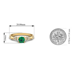 Maurya Traditional V-Prong-Set Emerald Engagement Ring with Accent Diamonds