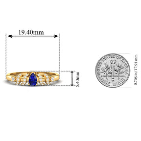 Maurya Solitaire Pear Sapphire Promise Tac Ring with Accent Diamonds