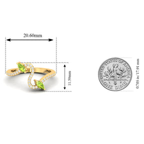Maurya Pave-Set Diamond and Peridot Twisted Purl Ring