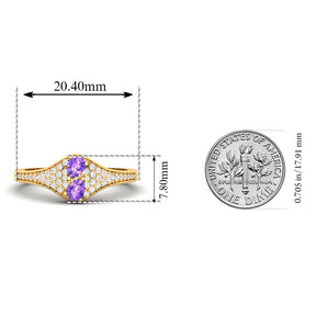 Maurya Two Stone Amethyst Svelte Ring with Accent Diamonds