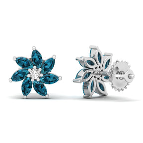 Maurya Frost Fire Ruby Stud Earrings with Diamond