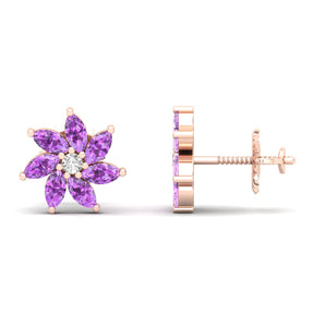 Maurya Frost Fire Ruby Stud Earrings with Diamond