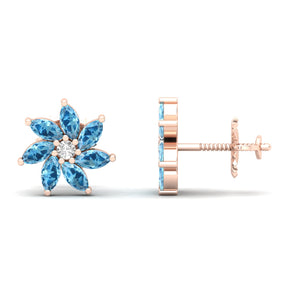 Maurya Frost Fire Ruby Stud Earrings with Diamond