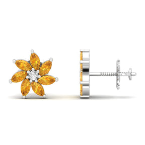 Maurya Frost Fire Ruby Stud Earrings with Diamond