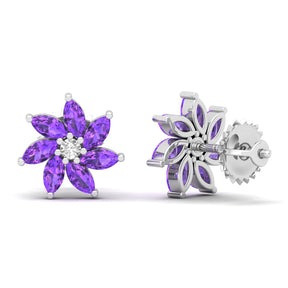 Maurya Frost Fire Ruby Stud Earrings with Diamond
