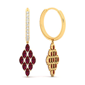 Maurya Pine-Spiration Citrine Huggie Hoop Earrings with Diamonds