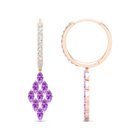 Maurya Pine-Spiration Citrine Huggie Hoop Earrings with Diamonds