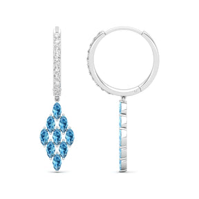 Maurya Pine-Spiration Citrine Huggie Hoop Earrings with Diamonds