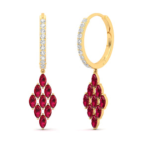 Maurya Pine-Spiration Citrine Huggie Hoop Earrings with Diamonds