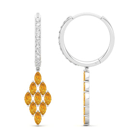 Maurya Pine-Spiration Citrine Huggie Hoop Earrings with Diamonds
