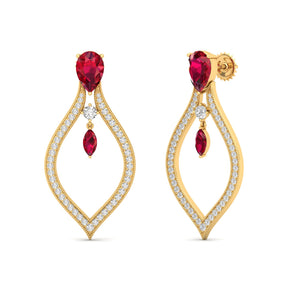 Maurya London Blue Topaz Essence of Life Push Back Earrings with Diamonds