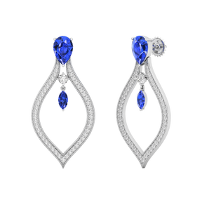 Maurya London Blue Topaz Essence of Life Push Back Earrings with Diamonds